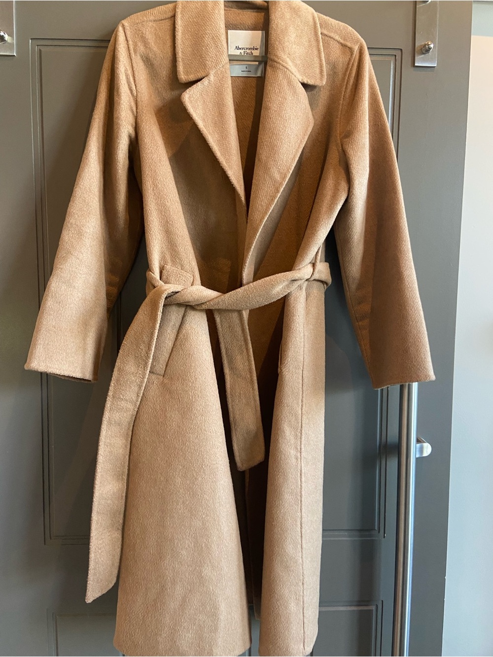 Abercrombie & Fitch Camel Wrap Belted Coat
